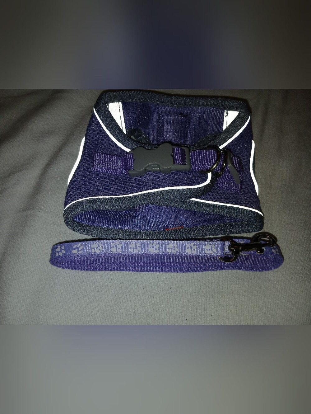 Bundle NWT Purple Mesh Reflective Dog Harness and Leash.